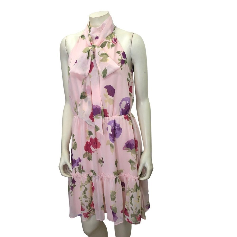 LAUREN RALPH LAUREN $165 CHIFFON HIGH NECK DRESS SZ 10 NEW‎ WITH TAG
